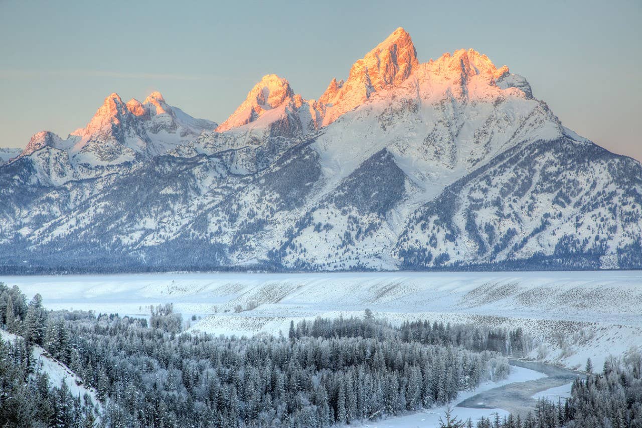Snowy Winter Dawn on the Teton Range, Grand Teton National Park